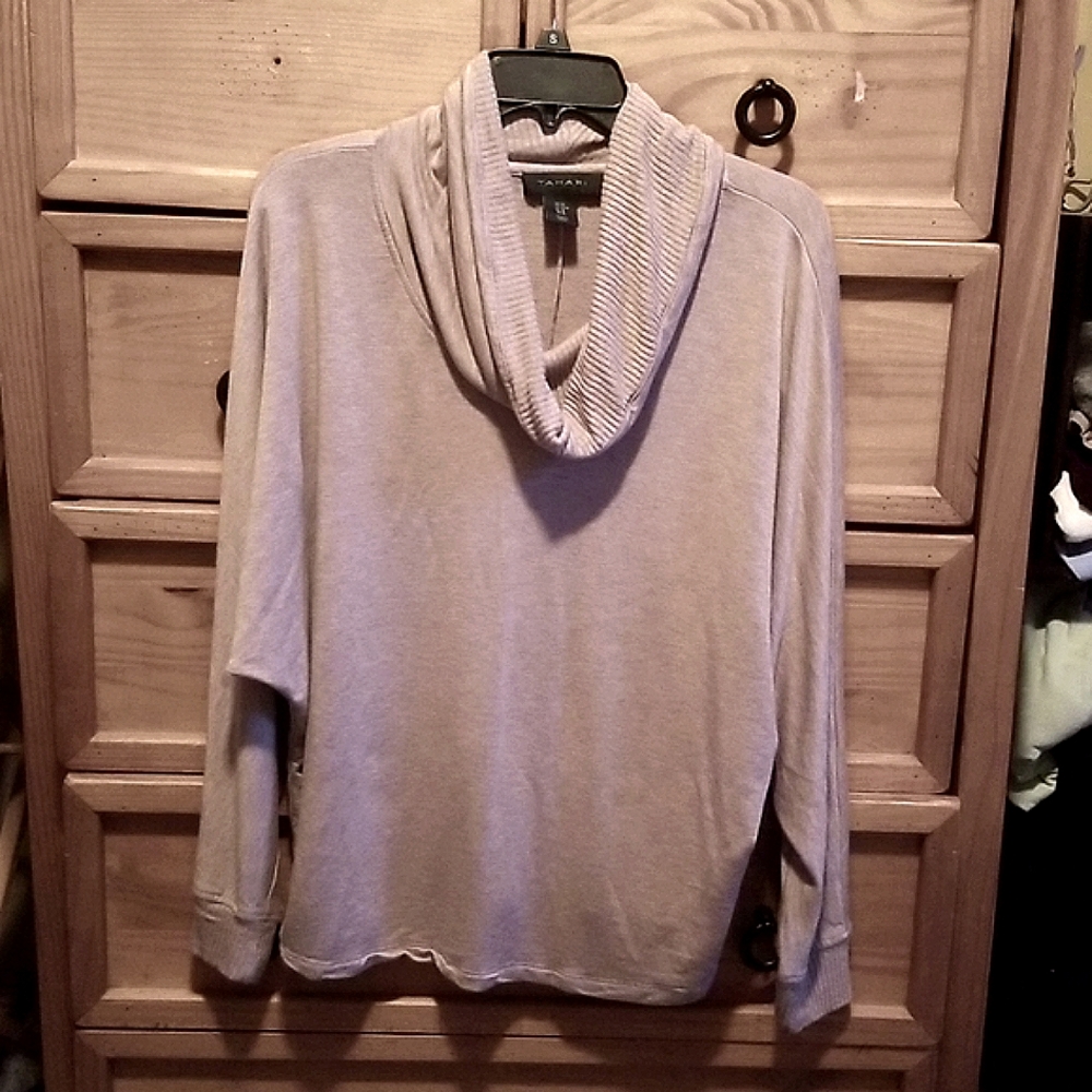 TAHARI cowl next sweater with bat arms.
